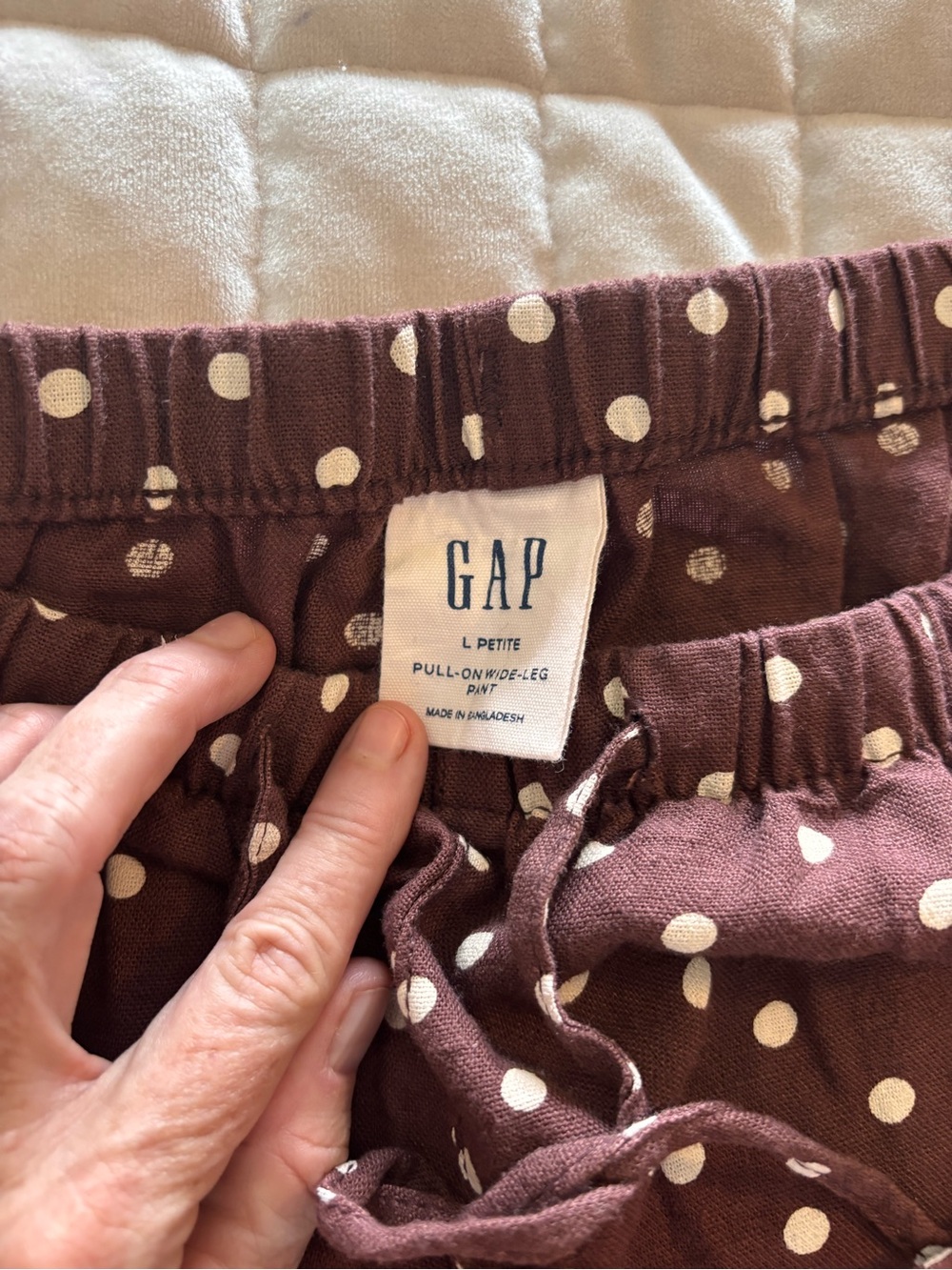 GAP Brown Wide-Leg Polka Dot Pants - Picture 4 of 5